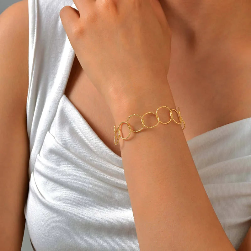 βραχιόλι επιχρυσωμένο ατσάλι με κρίκους-BR284