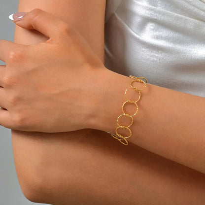 βραχιόλι επιχρυσωμένο ατσάλι με κρίκους-BR284