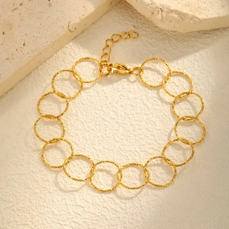 βραχιόλι επιχρυσωμένο ατσάλι με κρίκους-BR284