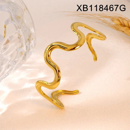 *Βραχιόλι επιχρυσωμένο ατσάλι κυματιστό-BR181