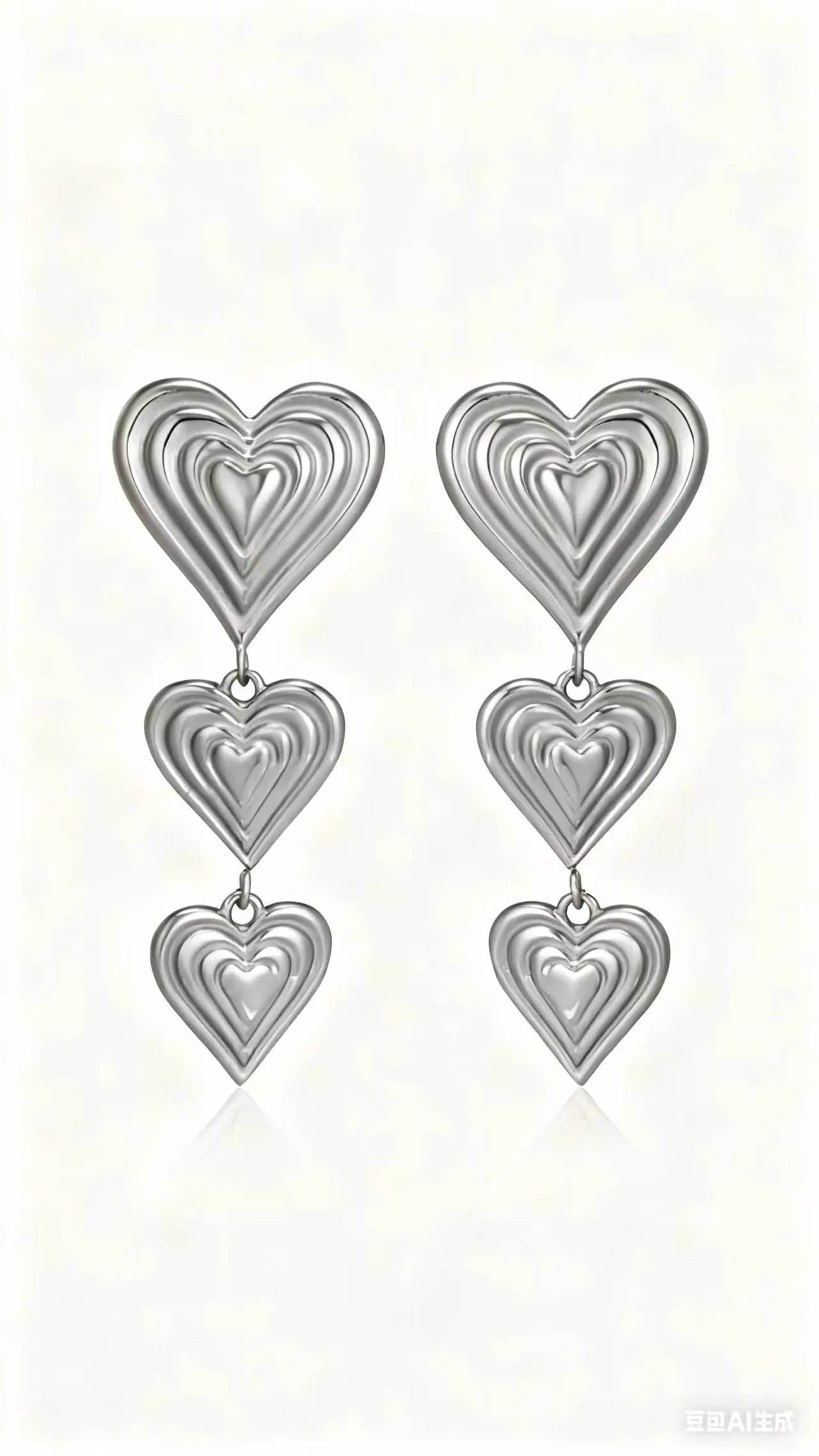 Σκουλαρίκια ατσάλι μακριές καρδιές-EA685