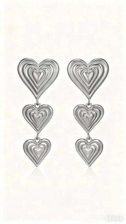 Σκουλαρίκια ατσάλι μακριές καρδιές-EA685