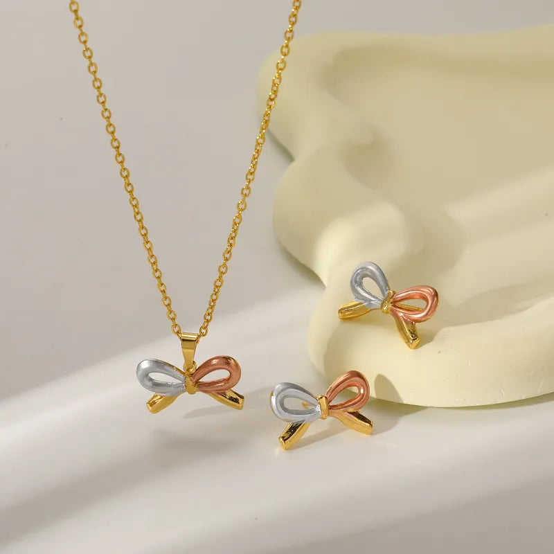 Σετ επιχρυσωμένο ατσάλι με φιόγκους-SET019