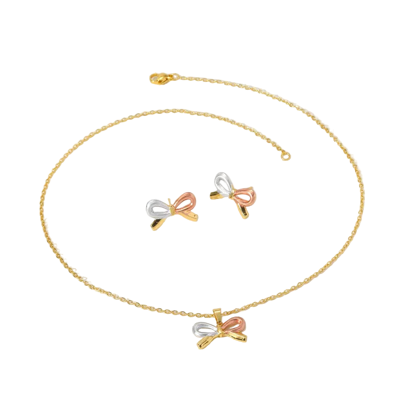 Σετ επιχρυσωμένο ατσάλι με φιόγκους-SET019