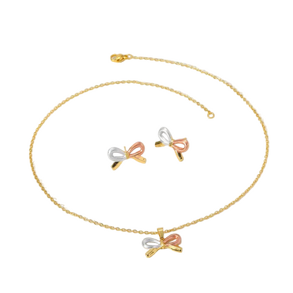 Σετ επιχρυσωμένο ατσάλι με φιόγκους-SET019