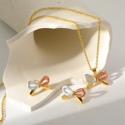 Σετ επιχρυσωμένο ατσάλι με φιόγκους-SET019