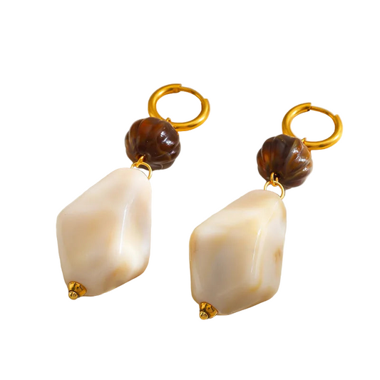 Σκουλαρίκια επιχρυσωμένο ατσάλι με ακρυλικό-EA258