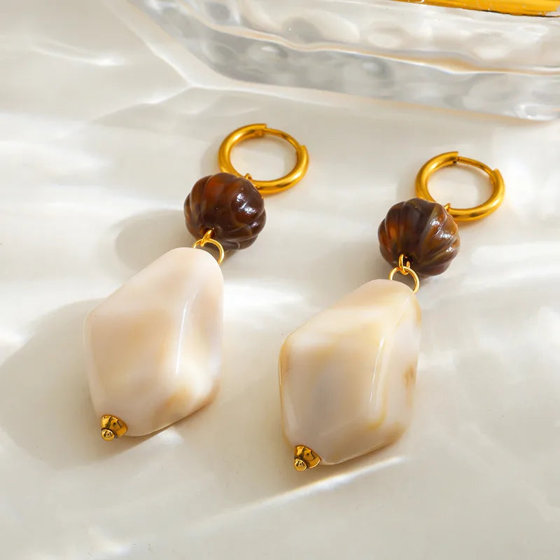 Σκουλαρίκια επιχρυσωμένο ατσάλι με ακρυλικό-EA258