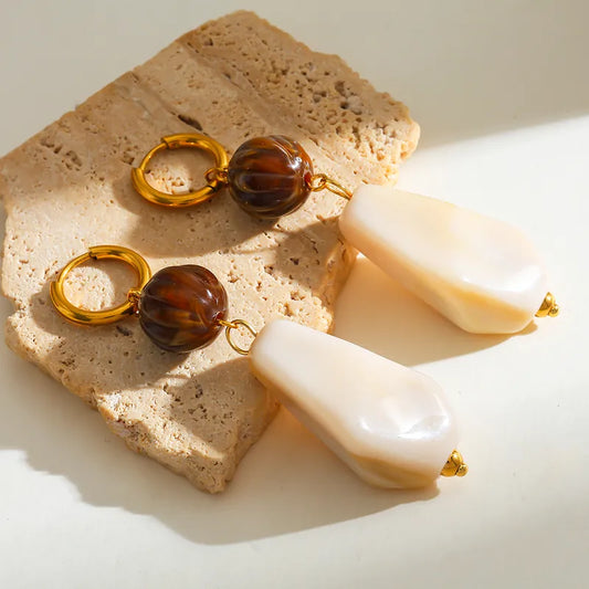 Σκουλαρίκια επιχρυσωμένο ατσάλι με ακρυλικό-EA258