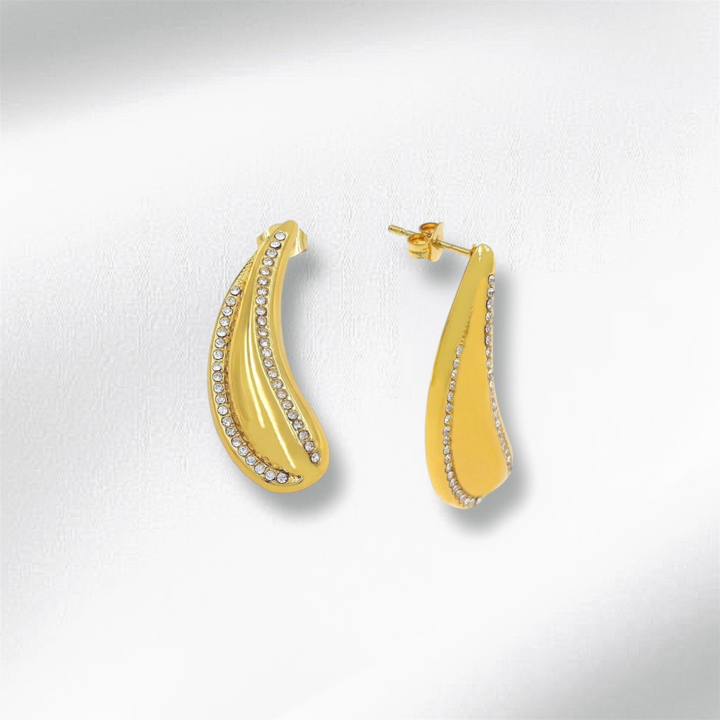 *Σκουλαρίκια επιχρυσωμένο δάκρυ με στρας-EA352