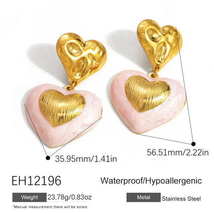 Σκουλαρίκια επιχρυσωμένο ατσάλι καρδιές-EA305