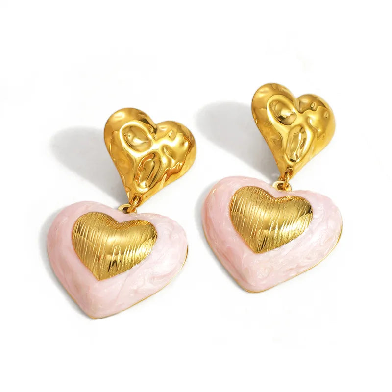 Σκουλαρίκια επιχρυσωμένο ατσάλι καρδιές-EA305