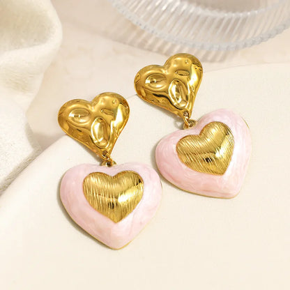 Σκουλαρίκια επιχρυσωμένο ατσάλι καρδιές-EA305