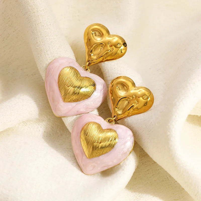 Σκουλαρίκια επιχρυσωμένο ατσάλι καρδιές-EA305