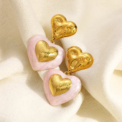 Σκουλαρίκια επιχρυσωμένο ατσάλι καρδιές-EA305