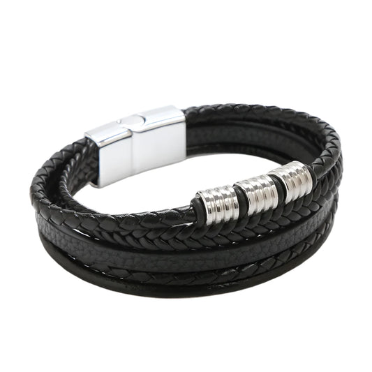 Black men's bracelet with many rows-br225