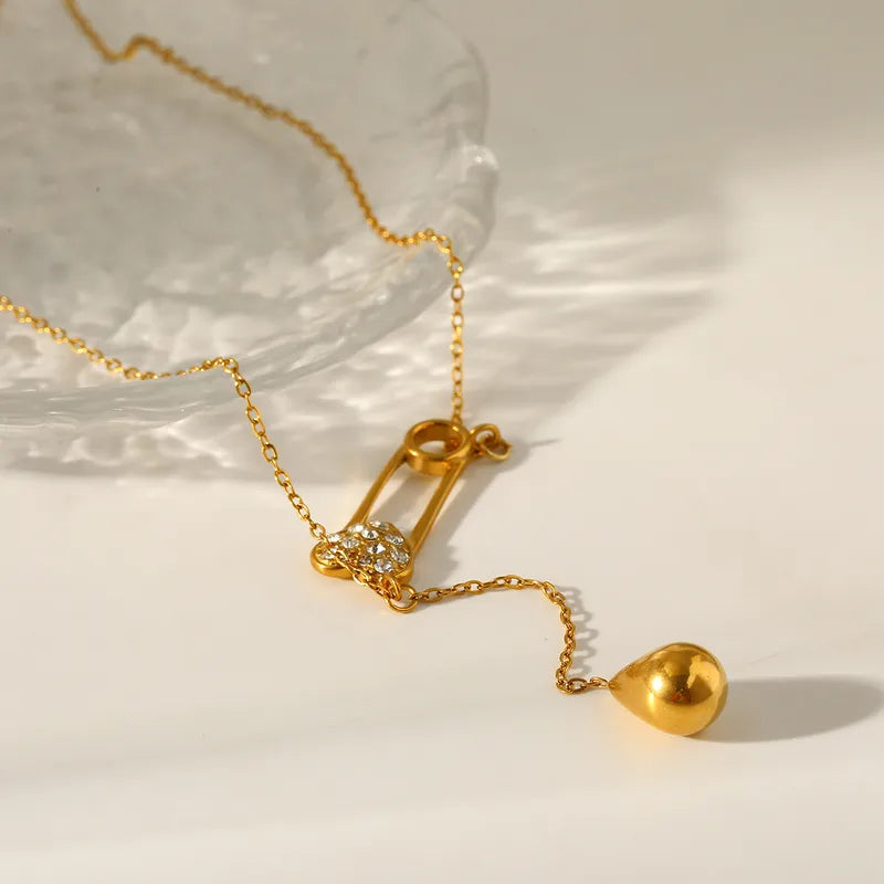 Κολιέ επιχρυσωμένο ατσάλι με καρδιά zircon-NE400