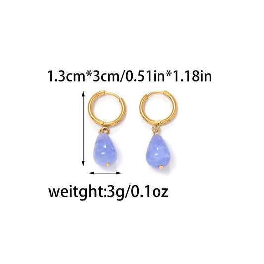 Σκουλαρίκια επιχρυσωμένο ατσάλι με γαλάζια πέτρα-EA412