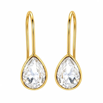 Gold steel earrings with brown stones - EA320