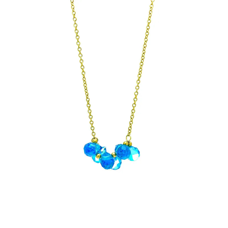 Stahlhalskette mit blauen Kristallen – NE508