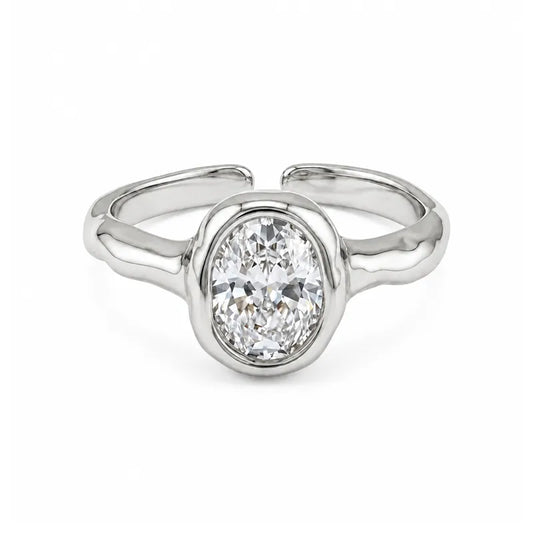 Steel ring with green crystals- R130