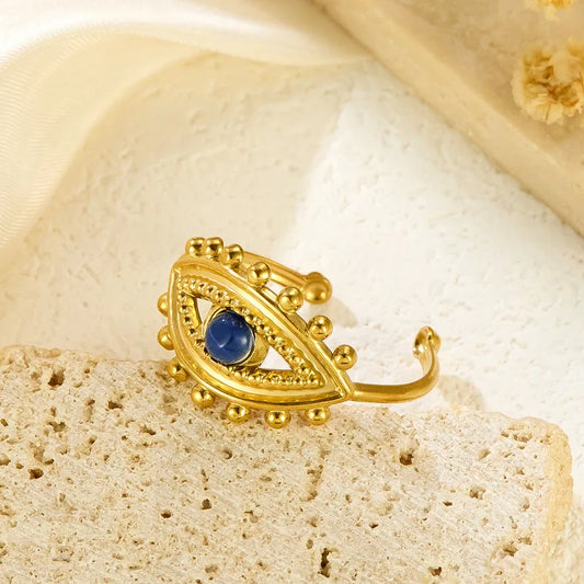 Augenring aus Stahl mit blauem Stein – R068