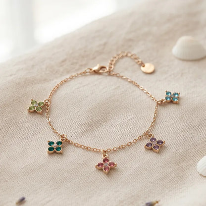 Bracciale in acciaio con fiori di zirconi - BR028