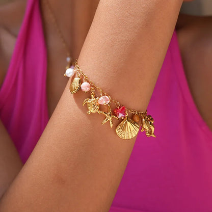 Stahlarmband mit weißen Blumen – BR255