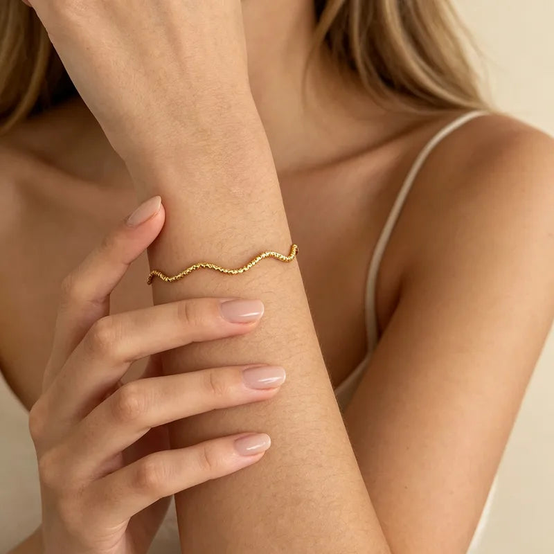 Pulsera de acero y oro con circonitas - BR020