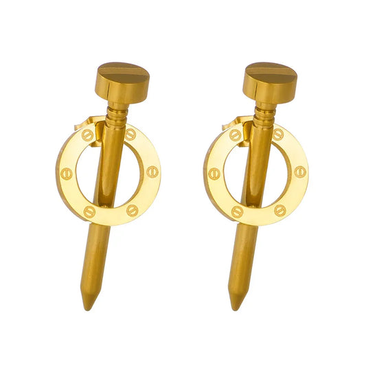 Earrings gold steel nailed-ea467