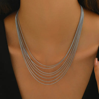 Steel necklace with many levels-ne152