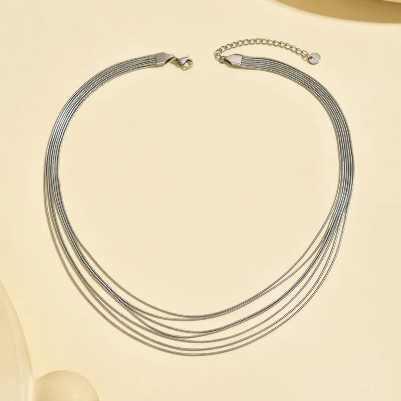 Steel necklace with many levels-ne152