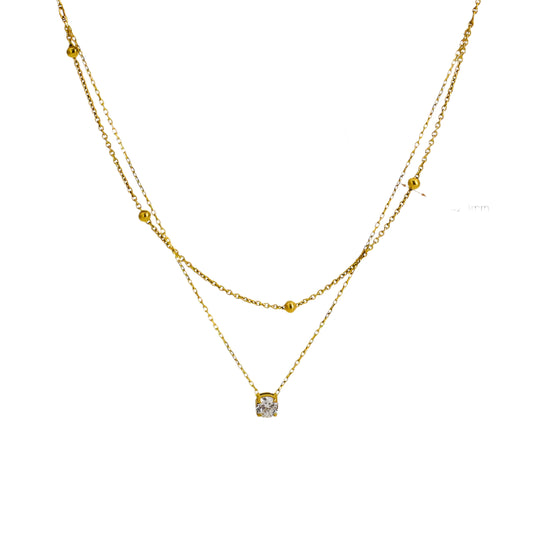 Double gold plated steel with zircon-ne001 round