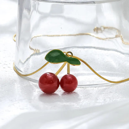 Necklace gold steel with small cherry-ne519