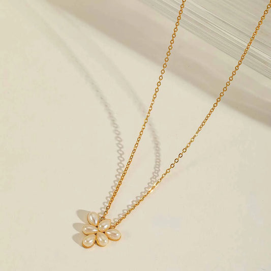 Necklace Gold Plot with pearl design-Ne441