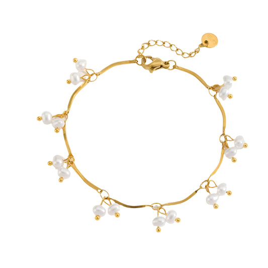 Bracelet Gold Steel with Perlitsa-Br231