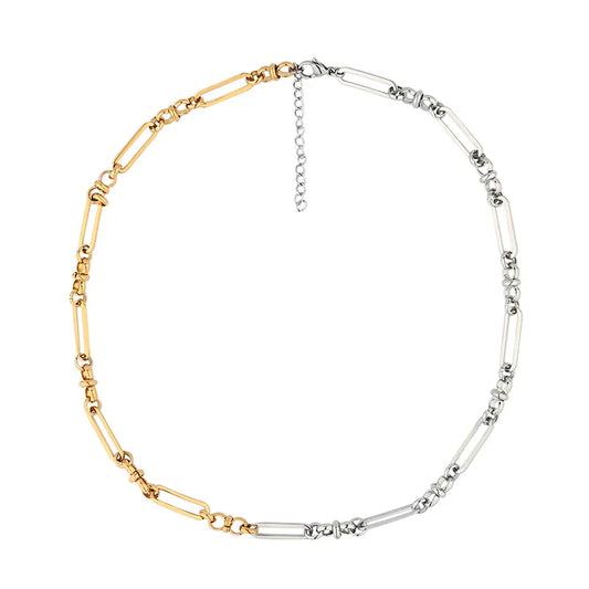 Necklace two-tone steel chain-ne036