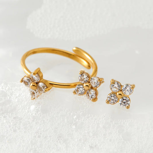 Ring Gold Plot with Zircon-R074 round cross