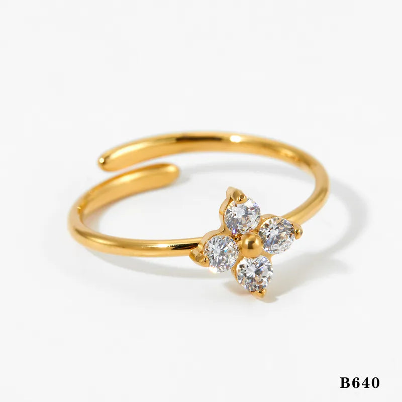 Ring Gold Plot with Zircon-R074 round cross