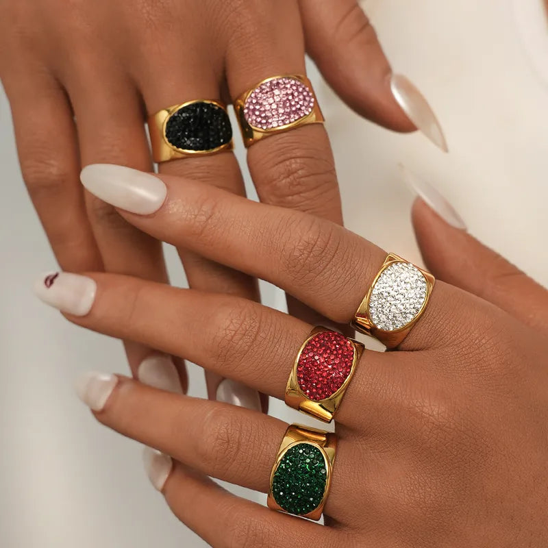 Δαχτυλίδι ατσάλινο με πράσινες πέτρες - R080