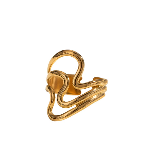 Ring gold steel with irregular-r015 shape