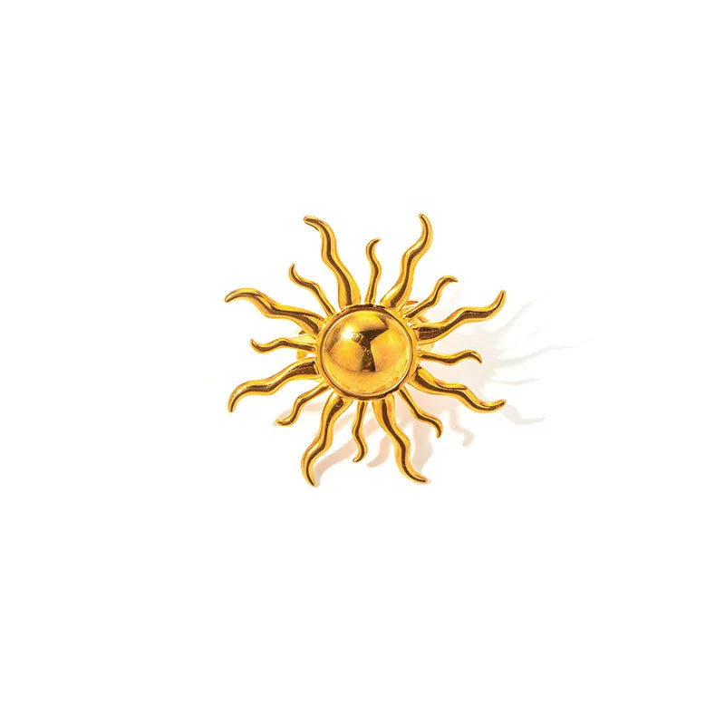 Δαχτυλίδι χρυσό ατσάλι ήλιος ανοιχτό σχέδιο-R167