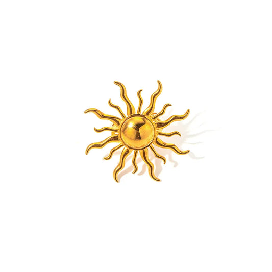 Δαχτυλίδι χρυσό ατσάλι ήλιος ανοιχτό σχέδιο-R167