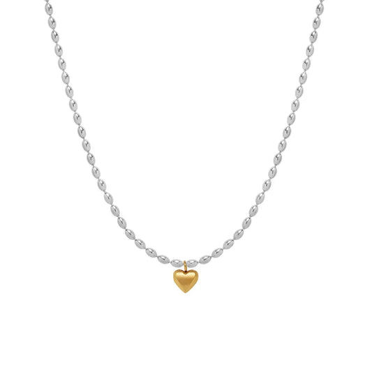 Necklace Golding Heart in silver chain-ne087