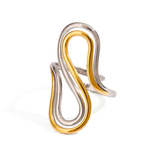 Ring steel gold silver in shape S -r062