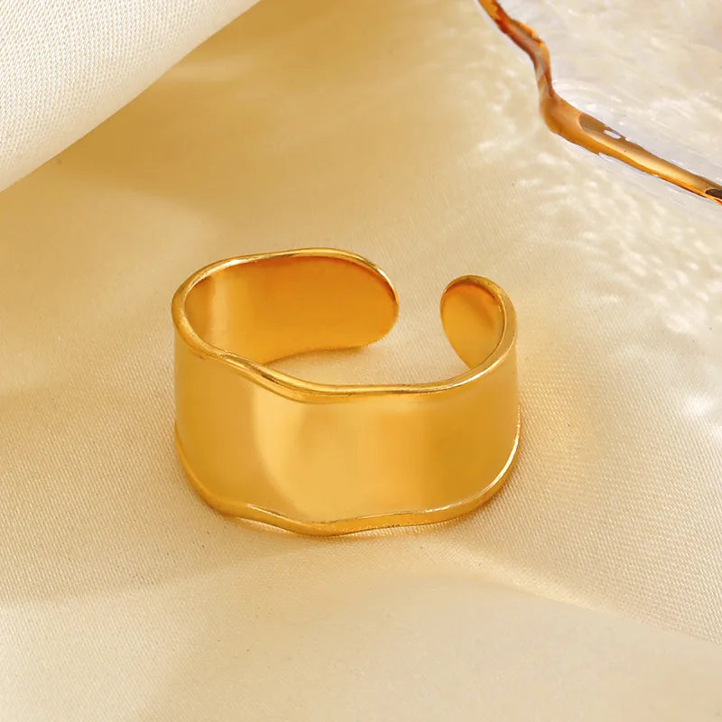 Ring Gilded Steel Simple Wide-R081