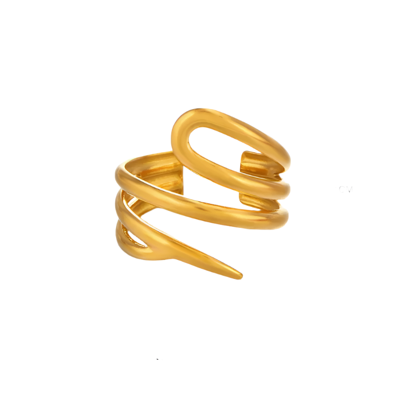 Spiral ring gold plated steel-R095