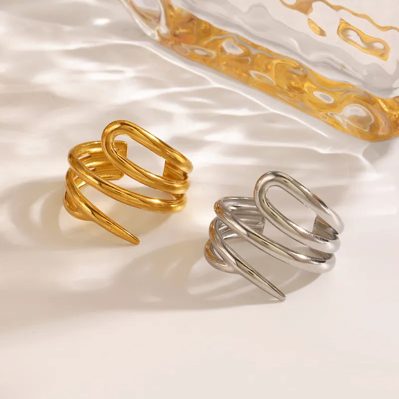 Spiral ring gold plated steel-R095