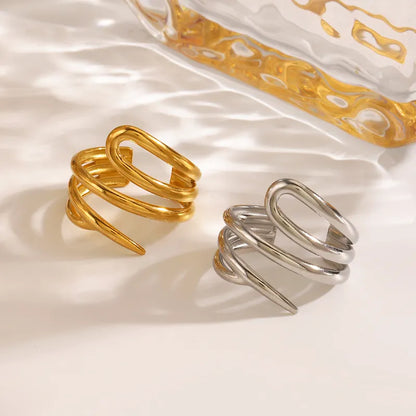 Spiral ring gold plated steel-R095