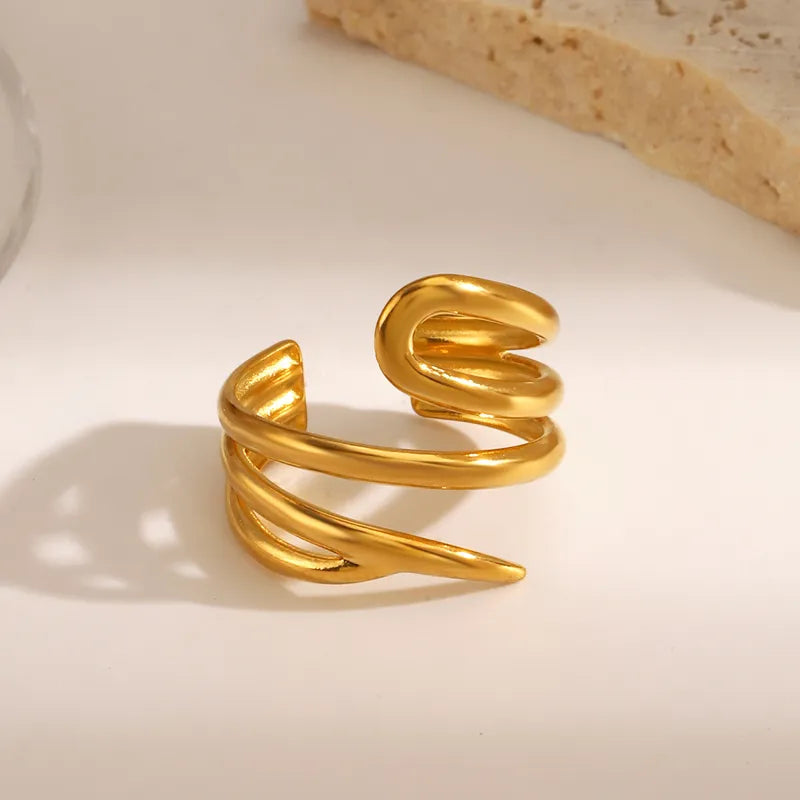 Spiral ring gold plated steel-R095